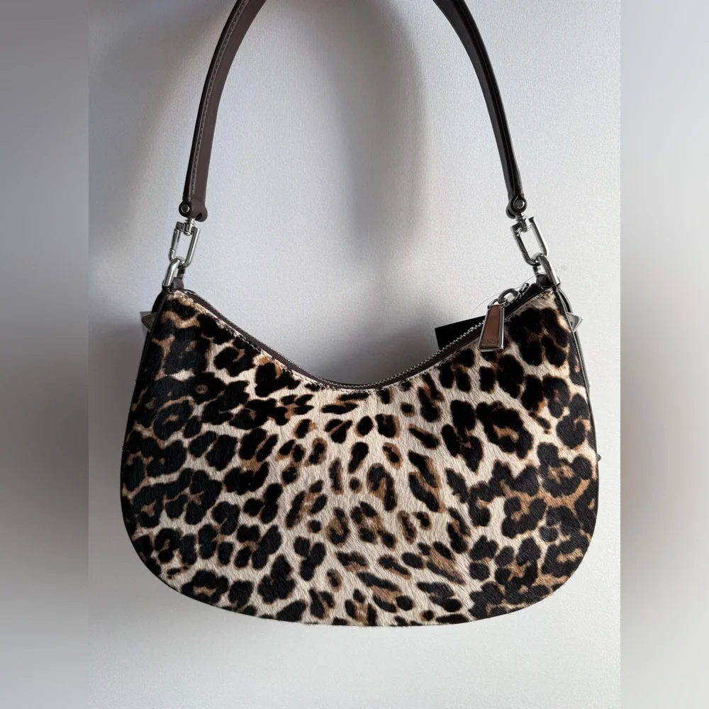 NWT Kate spade Liv Downtown Haircalf Shoulder & Crossbody hobo Bag Leopard KN018